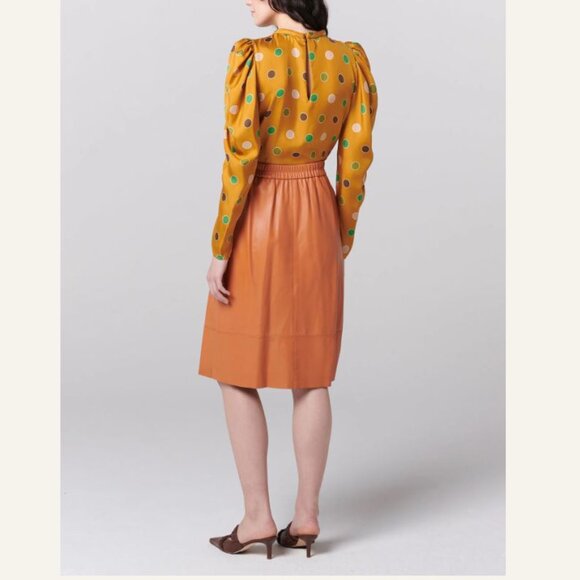 ELLIE MAE Lucia Leather Skirt, mango, sz M - Picture 3 of 12